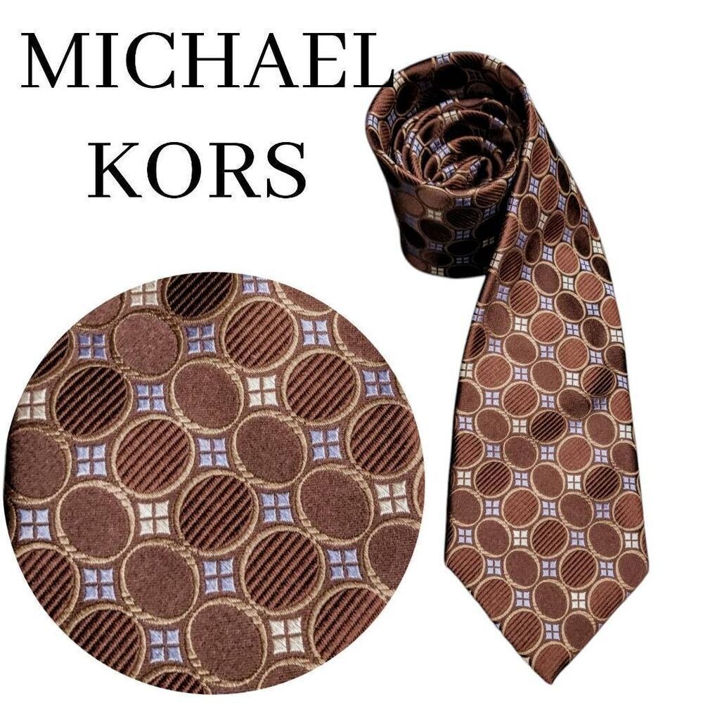 Tie Michael Kors Brown & Blue Silk Professional Business Career Preppy Necktie
